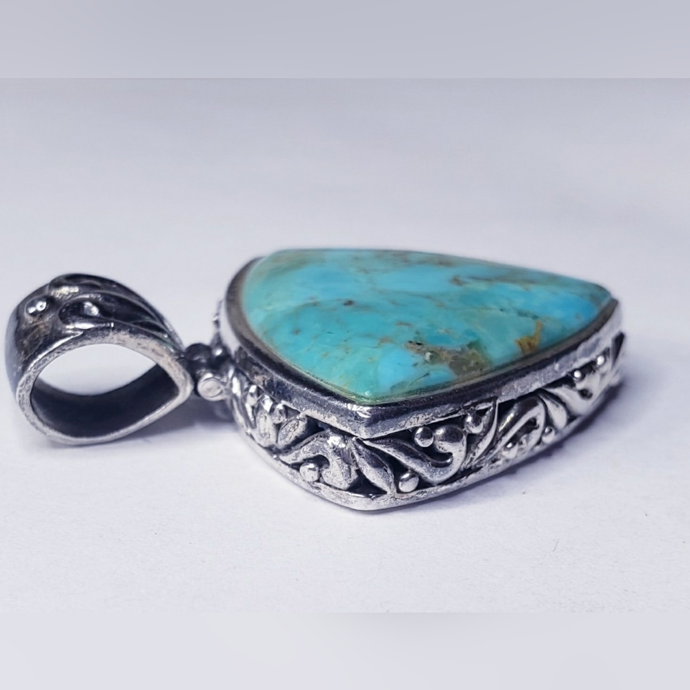 Sterling Silver Chunky Triangular Cabachon Turquo… - image 4